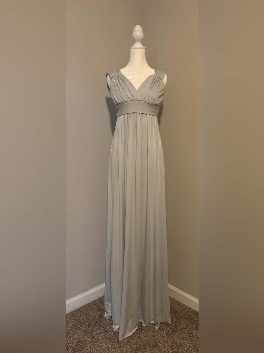 Rachel Pally Light Blue/Gray V-Neck Empire Maxi Dress